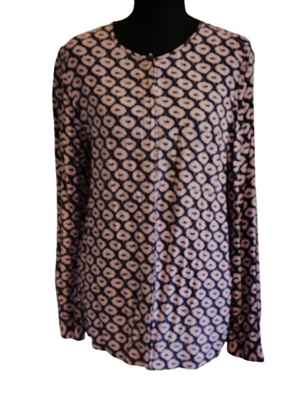 Boden Gwyneth Blouse Top WA638 Viscose Abstract Ikat Print Pink Navy Sz US 8
